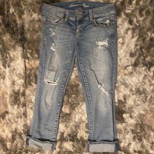 American Eagle distressed Artist crop jeans